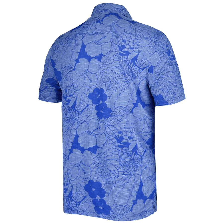 New York Giants Men Polo Shirt Floral Flowers Pattern Printed - Blue