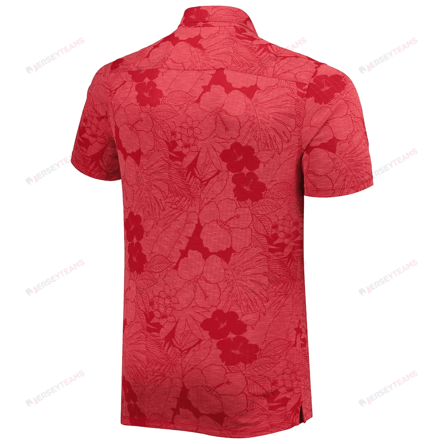 San Francisco 49ers Men Polo Shirt Floral Flowers Pattern Printed - Red