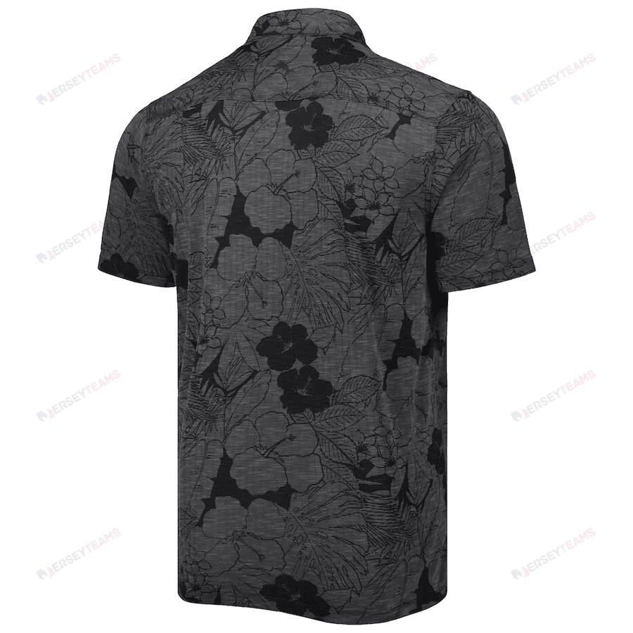 New Orleans Saints Men Polo Shirt Floral Flowers Pattern Printed - Black