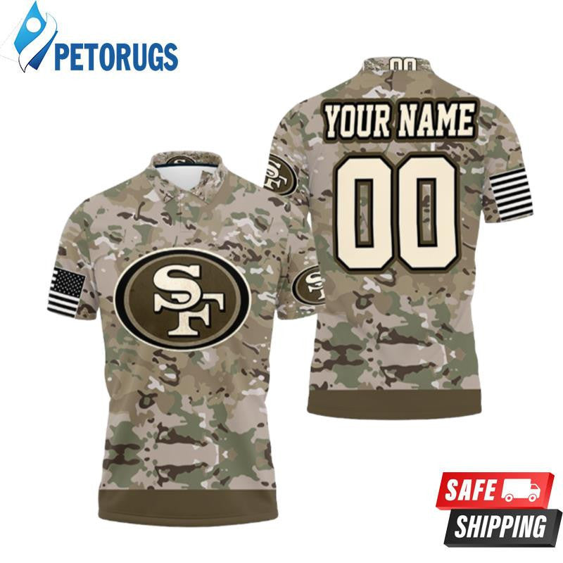 San Francisco 49ers Camouflage Veteran Custom Name & Number Printed Polo Shirt