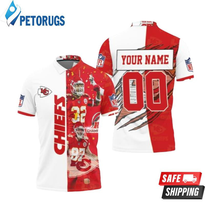 Kansas City Chiefs 2020 Afc West Division Champion Great Team Custom Name & Number Printed Polo Shirt