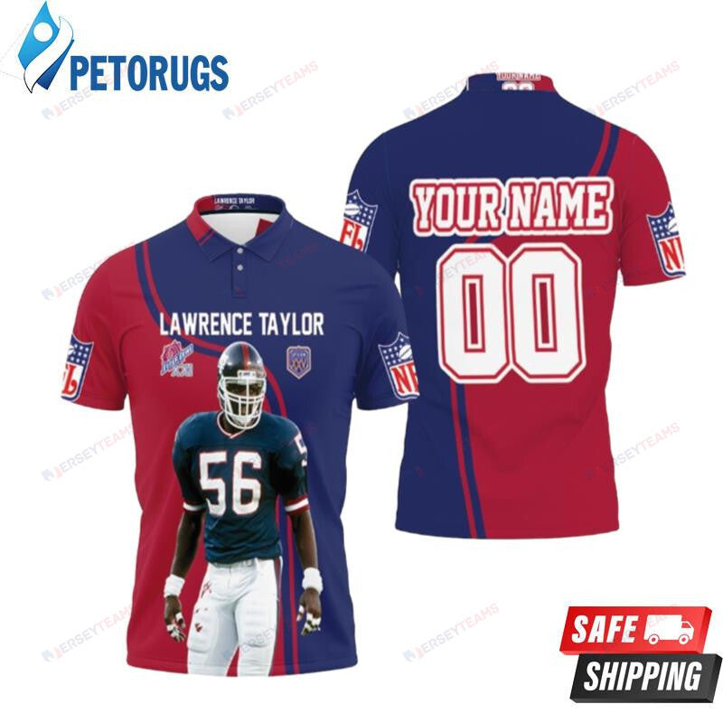 Lawrence Taylor 56 New York Giants Signature Custom Name & Number Printed Polo Shirt