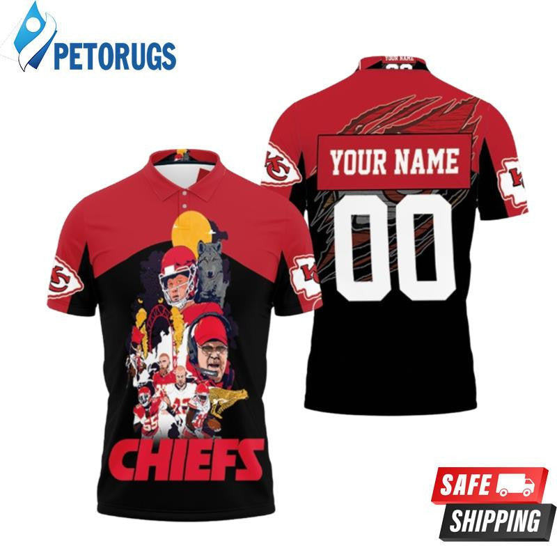 Kansas City Chiefs Andy Reid Team Wolf 2020 Super Bowl Custom Name & Number Printed Polo Shirt
