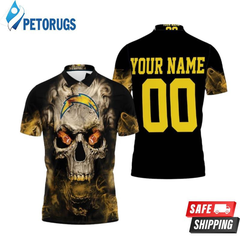 Los Angeles Chargers Skull Custom Name & Number Printed Polo Shirt