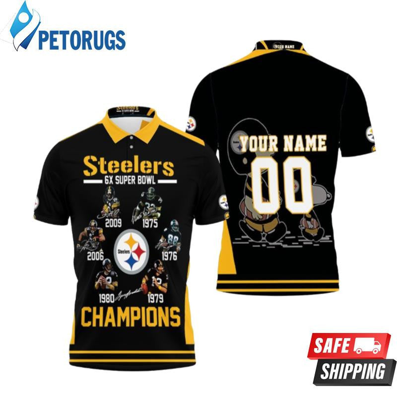 6x Super Bowl Champions Pittsburgh Steelers 2020 Season Snoopy Vs Peanuts Custom Name & Number Printed Polo Shirt