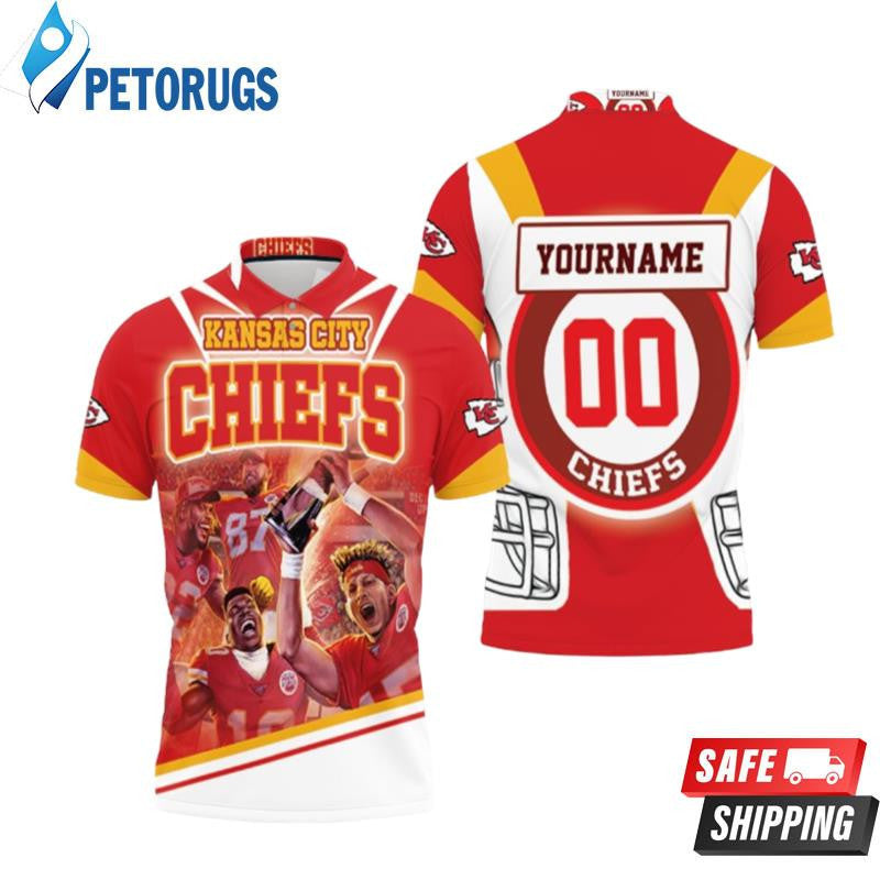 Afc West Division Champions Kansas City Chiefs Super Bowl 2021 Custom Name & Number Printed Polo Shirt