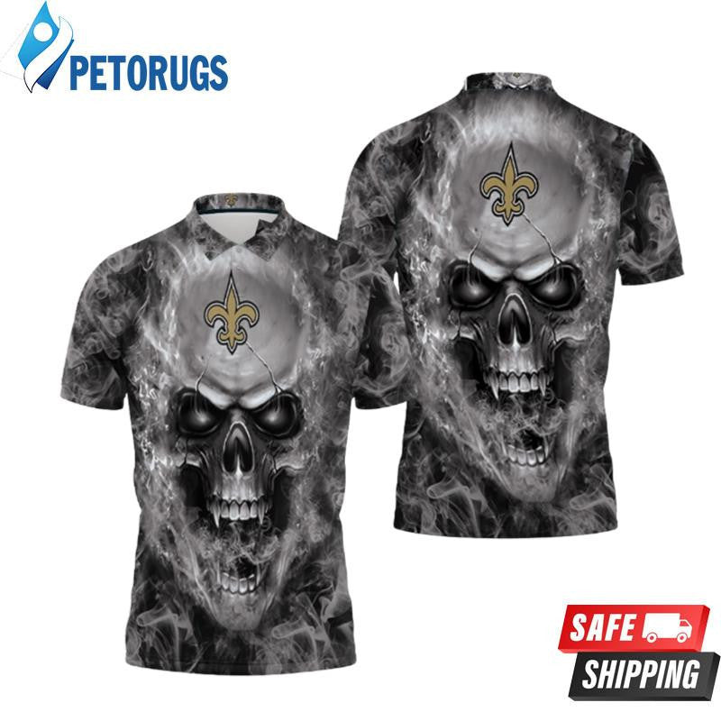 New Orleans Saints Skull Printed Polo Shirt