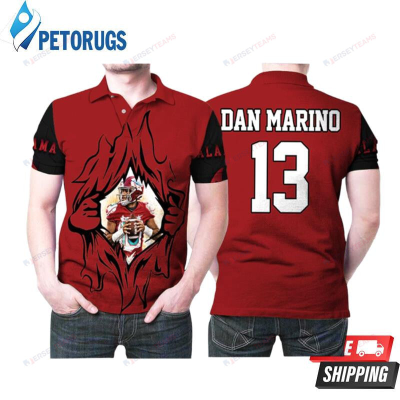 Dan Marino 13 Miami Dolphins American Football Printed Polo Shirt