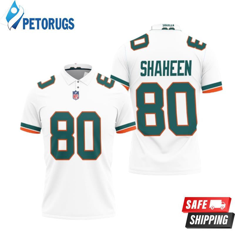 Adam Shaheen 80 Miami Dolphins American Football White 2019 Alternate Game Printed Polo Shirt