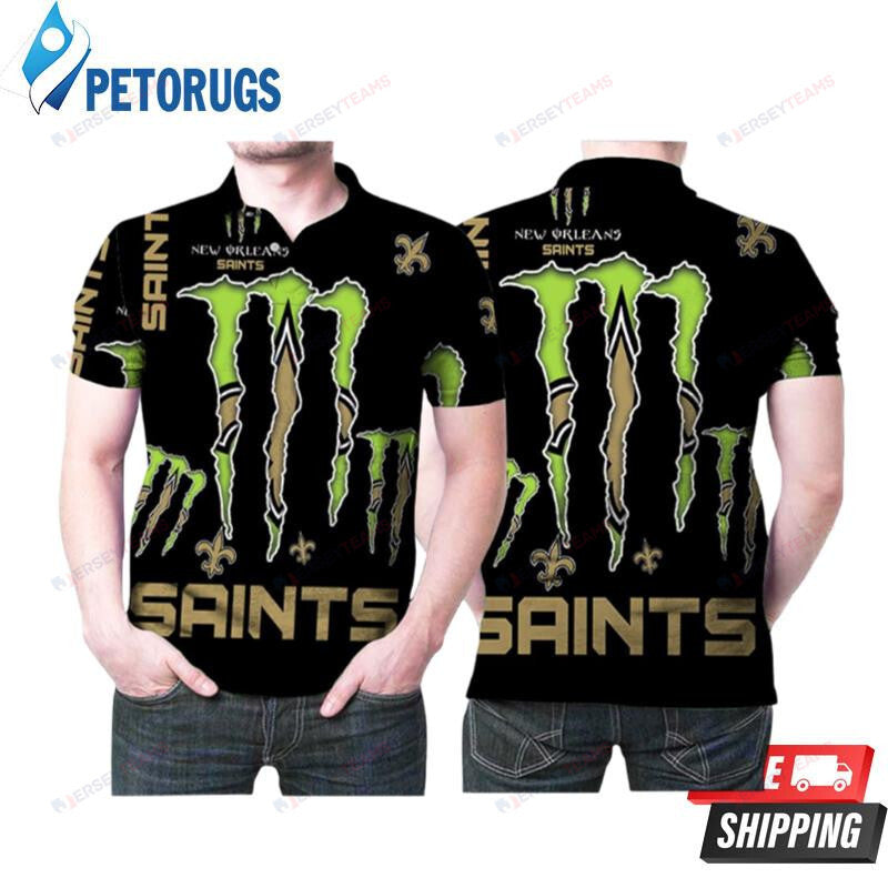 Monster Energy New Orleans Saints American Football Team Logo Printed Polo Shirt