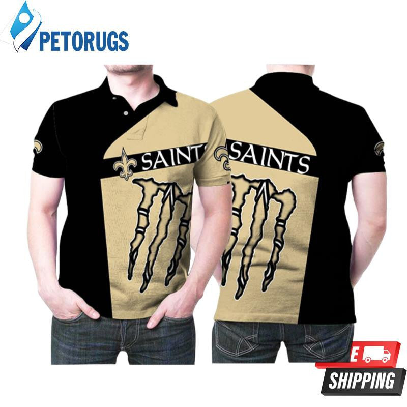 Monster Energy New Orleans Saints American Football Team Logo Printed Polo Shirt