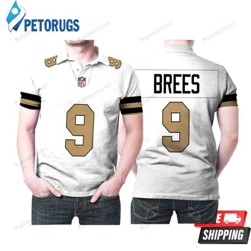 Drew Brees 9 New Orleans Saints American Football Team Logo Color Rush Printed Polo Shirt