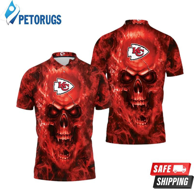 Kansas City Chiefs Skull Printed Polo Shirt