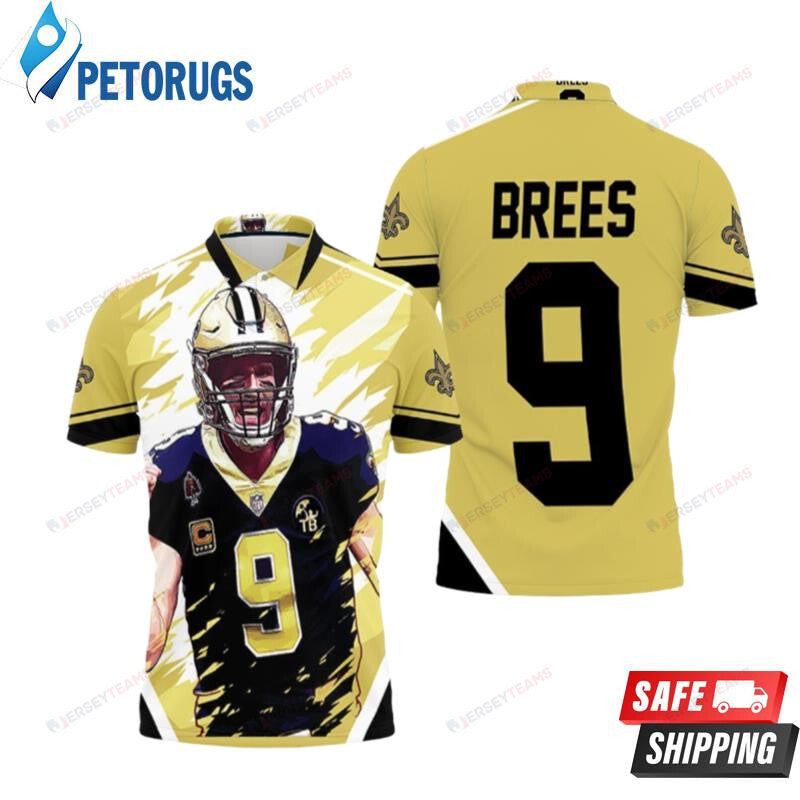 Drew Brees 9 New Orleans Saints Artwork Printed Polo Shirt