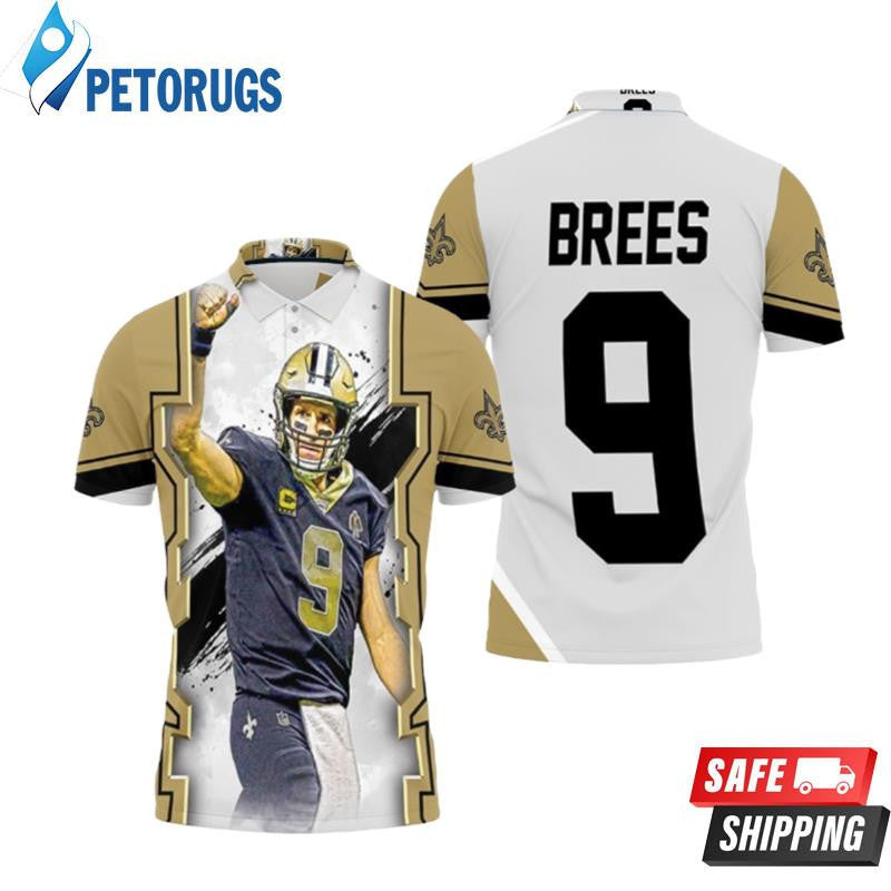 Drew Brees 9 New Orleans Saints Oil Style Paint Background Printed Polo Shirt