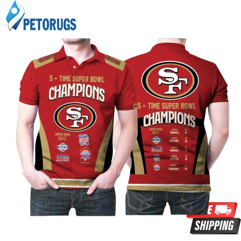 5 Times Super Bowl Champions San Francisco 49ers Printed Polo Shirt