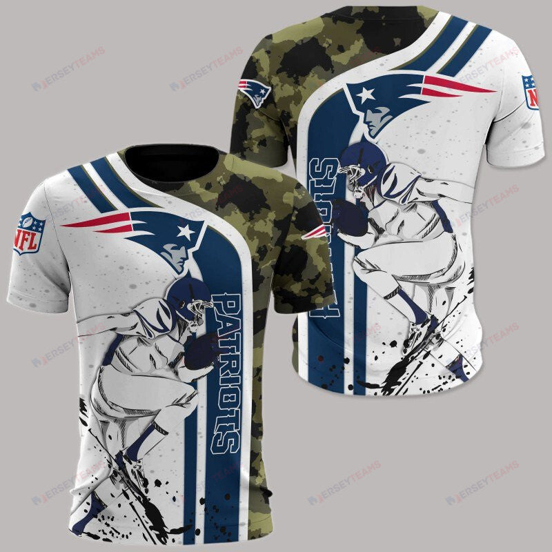 New England Patriots Custom Name Number T-shirt - White Camo