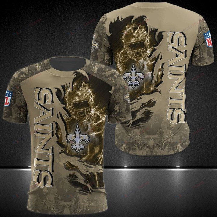 New Orleans Saints All Over Print T-Shirt - Golden Camo