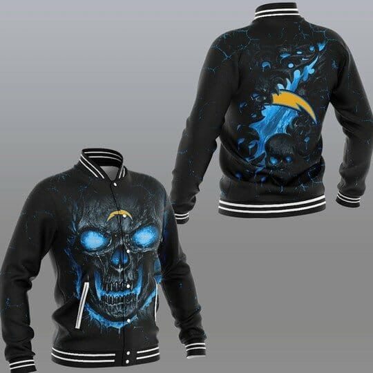 Los Angeles Chargers Skull Black - AOP Varsity Jacket - All-Over-Printed Jacket