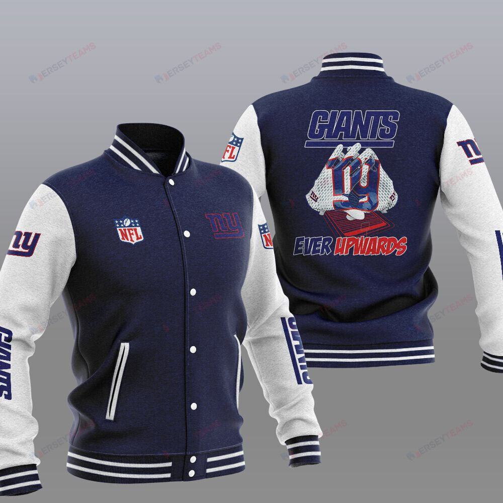 New York Giants Navy Blue Ever Upwards - AOP Varsity Jacket - All-Over-Printed Jacket