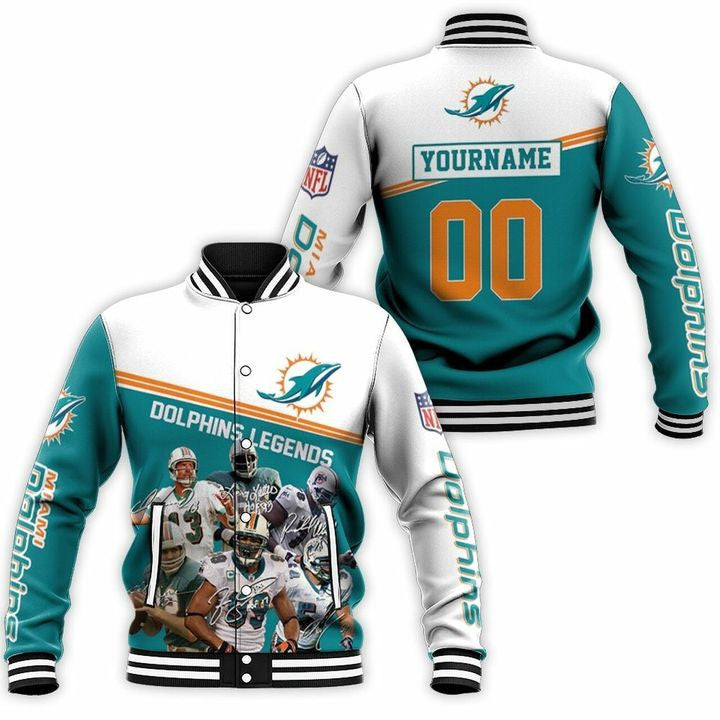 Miami Dolphins Legends Custom Name Number - AOP Varsity Jacket - All-Over-Printed Jacket