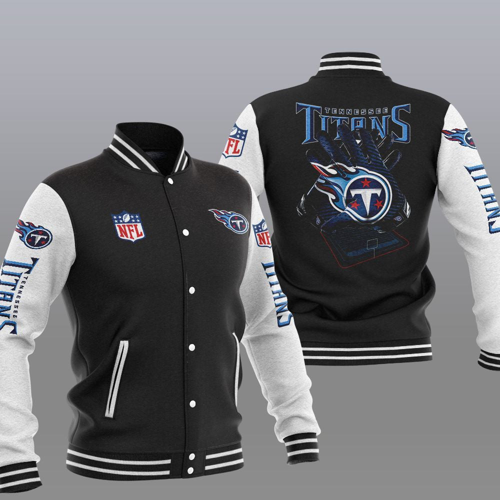 Tennessee Titans Black - AOP Varsity Jacket - All-Over-Printed Jacket