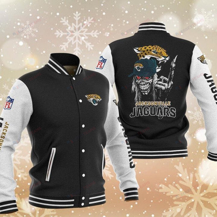 Jacksonville Jaguars Iron Maiden Black - AOP Varsity Jacket - All-Over-Printed Jacket