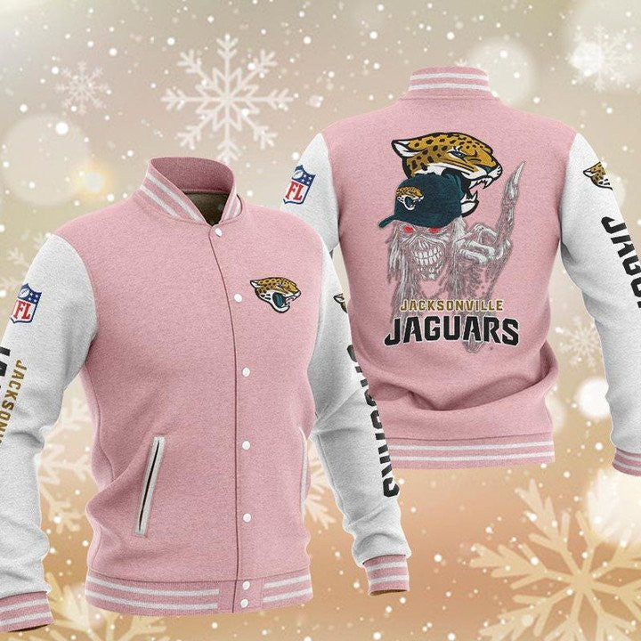 Jacksonville Jaguars Iron Maiden Pink - AOP Varsity Jacket - All-Over-Printed Jacket