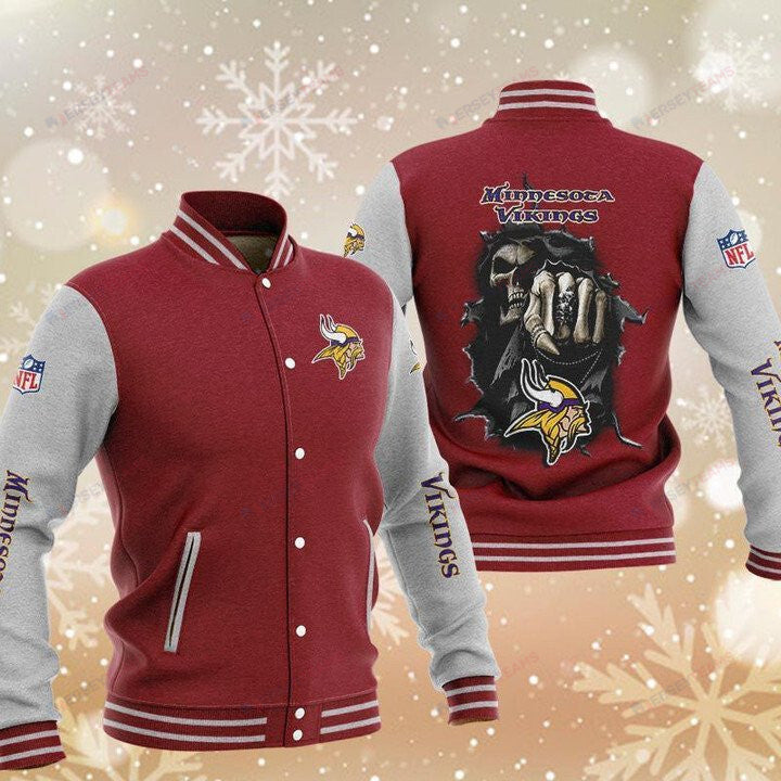 Minnesota Vikings Red Grey Hades - AOP Varsity Jacket - All-Over-Printed Jacket