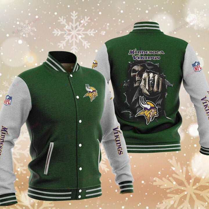 Minnesota Vikings Green Grey Hades - AOP Varsity Jacket - All-Over-Printed Jacket