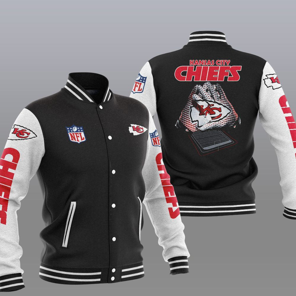 Kansas City Chiefs Black White - AOP Varsity Jacket - All-Over-Printed Jacket