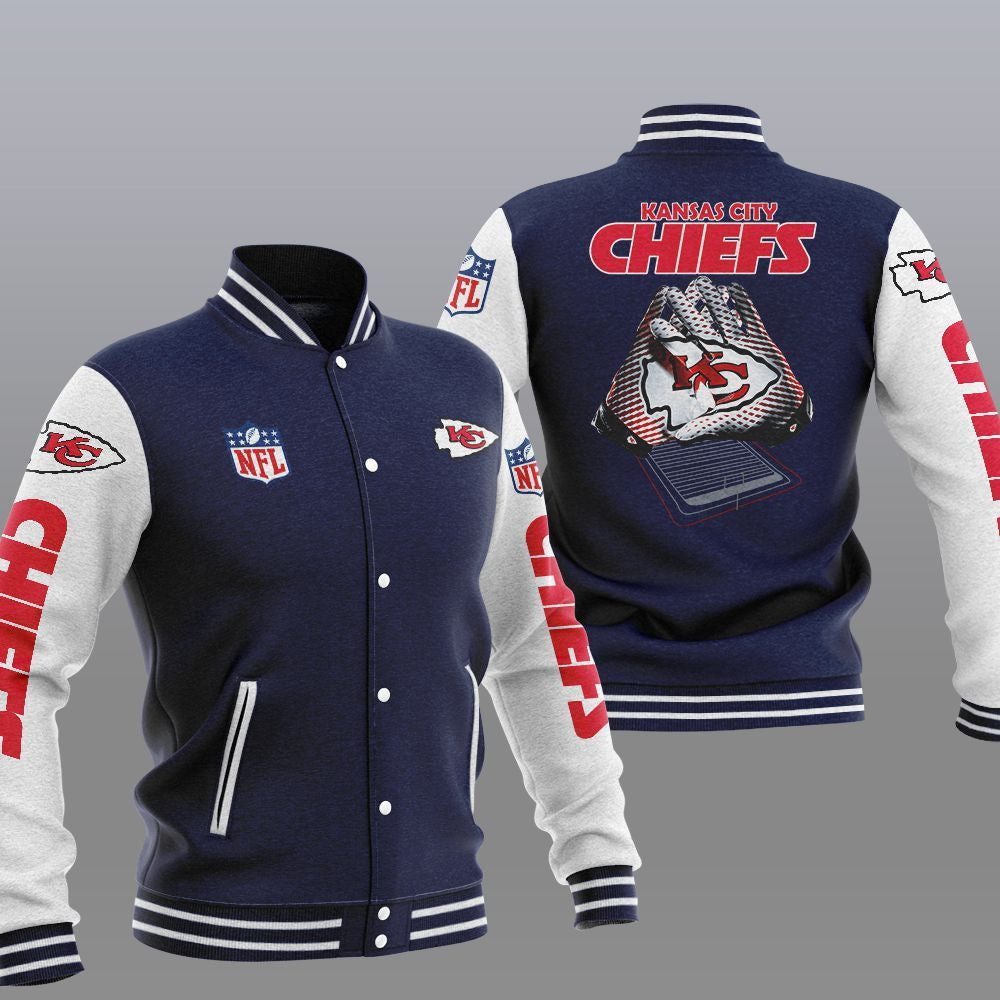 Kansas City Chiefs Dark Blue - AOP Varsity Jacket - All-Over-Printed Jacket