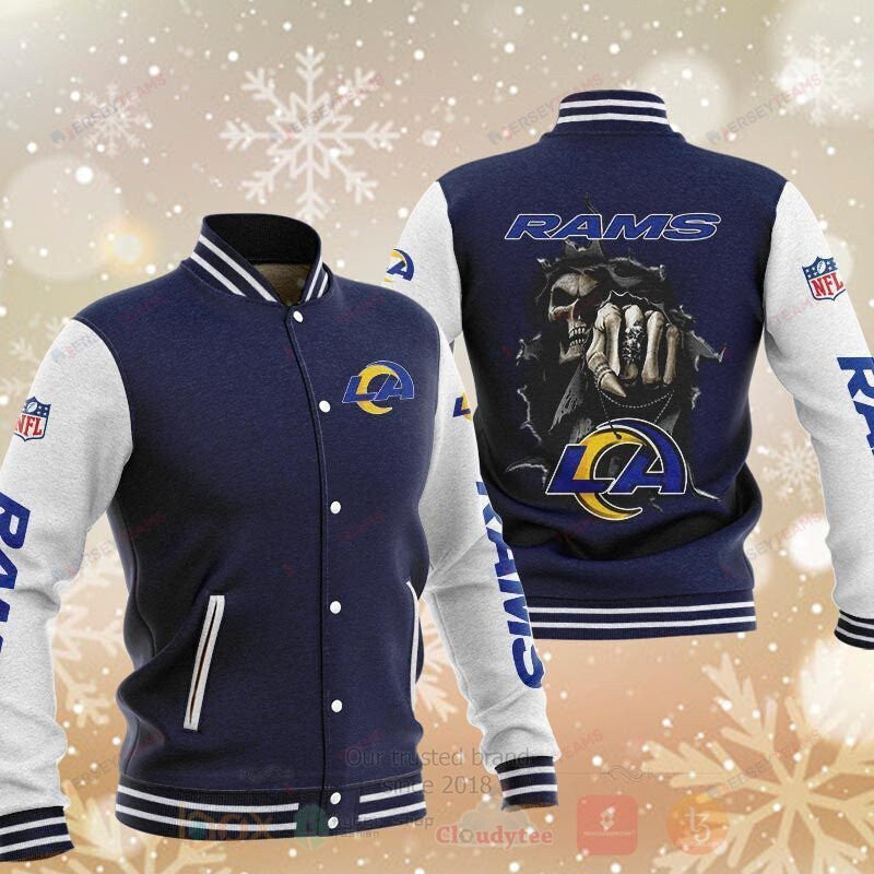 Los Angeles Rams Rb Death Skull Dark Blue - AOP Varsity Jacket - All-Over-Printed Jacket