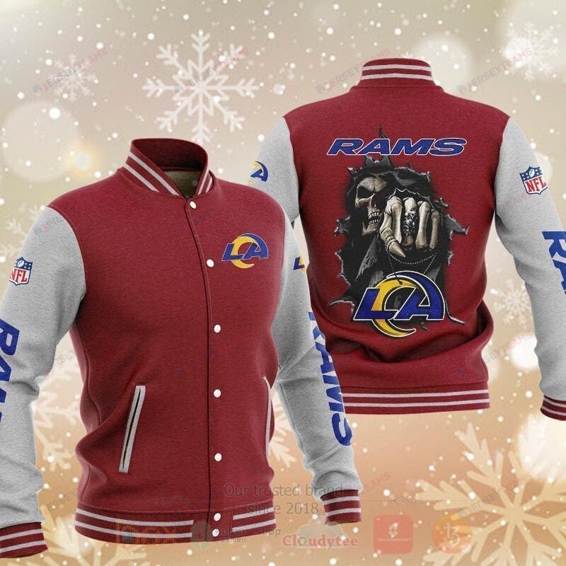 Los Angeles Rams Rb Death Skull Red Grey - AOP Varsity Jacket - All-Over-Printed Jacket