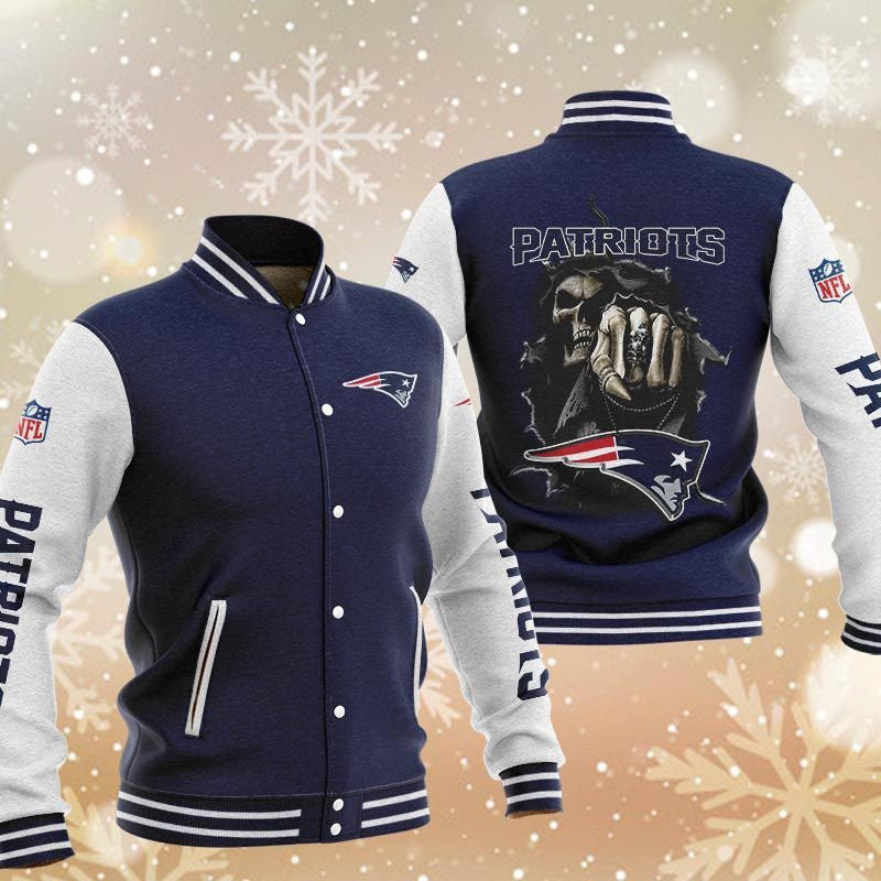 New England Patriots Dark Blue - AOP Varsity Jacket - All-Over-Printed Jacket