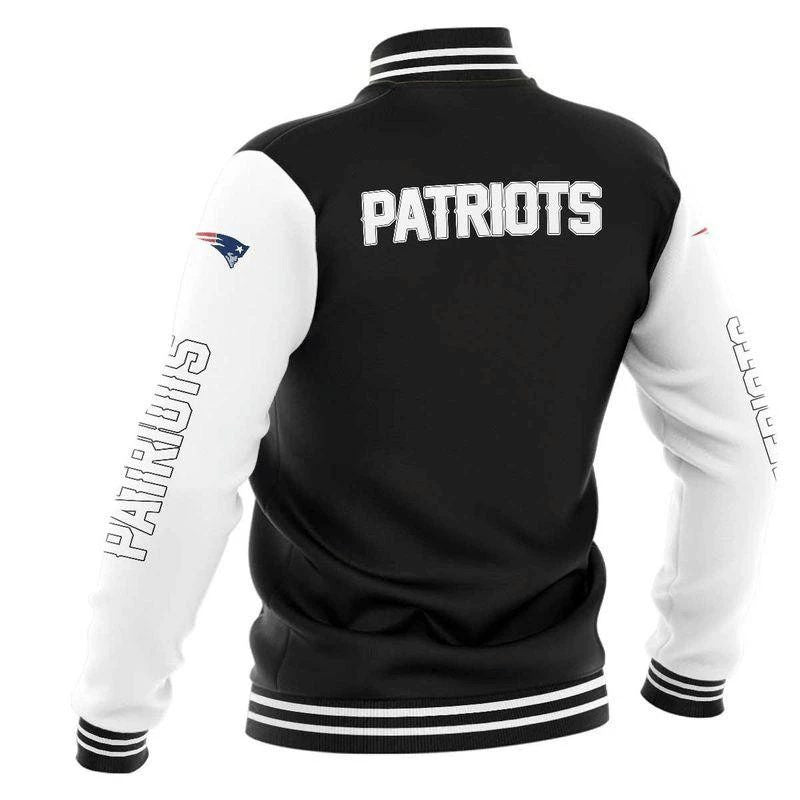New England Patriots Black White Basic - AOP Varsity Jacket - All-Over-Printed Jacket