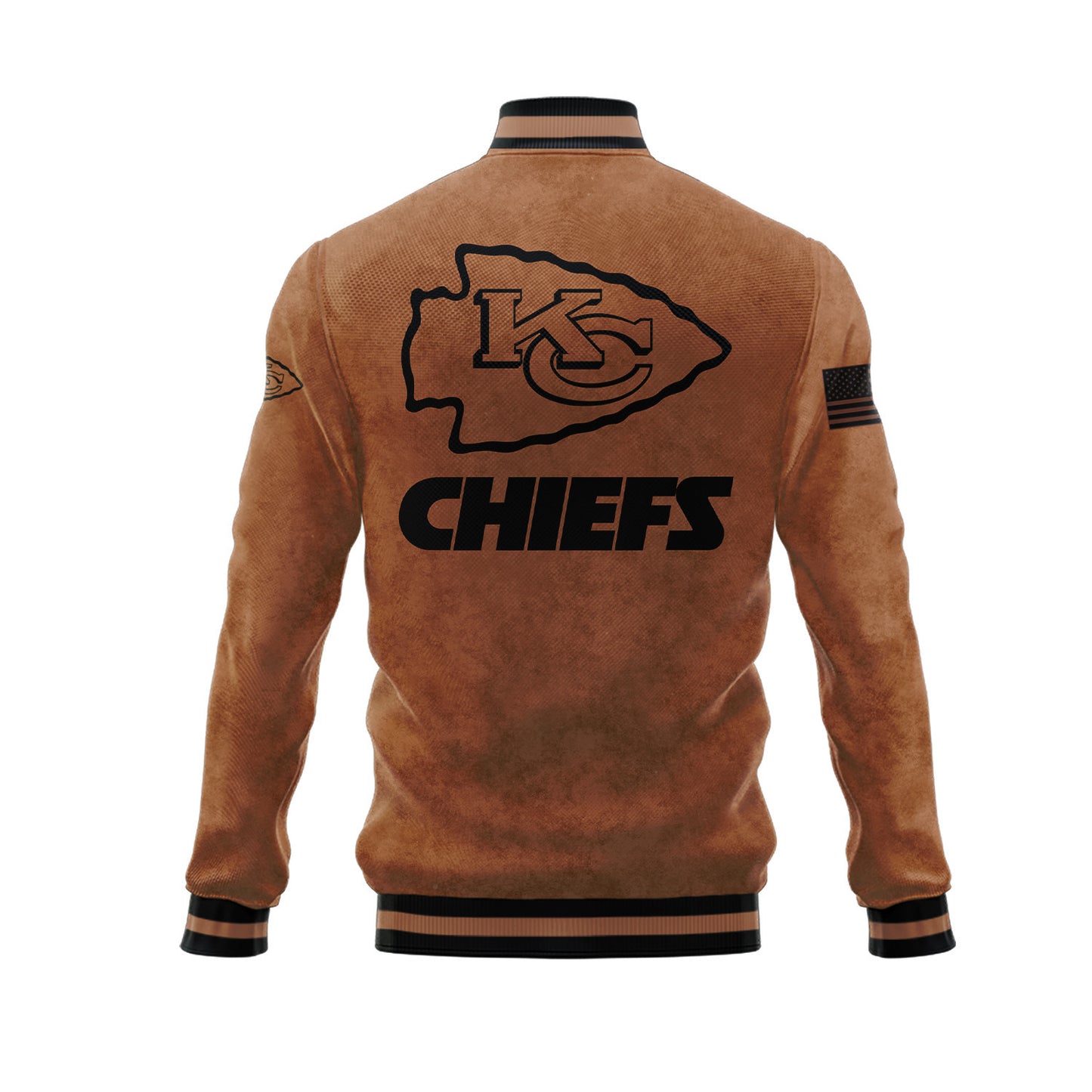 Kansas City Chiefs 2023 Salute To Service Club Baseball Jacket Varsity Jacket - Brown - All-Over-Printed Jacket