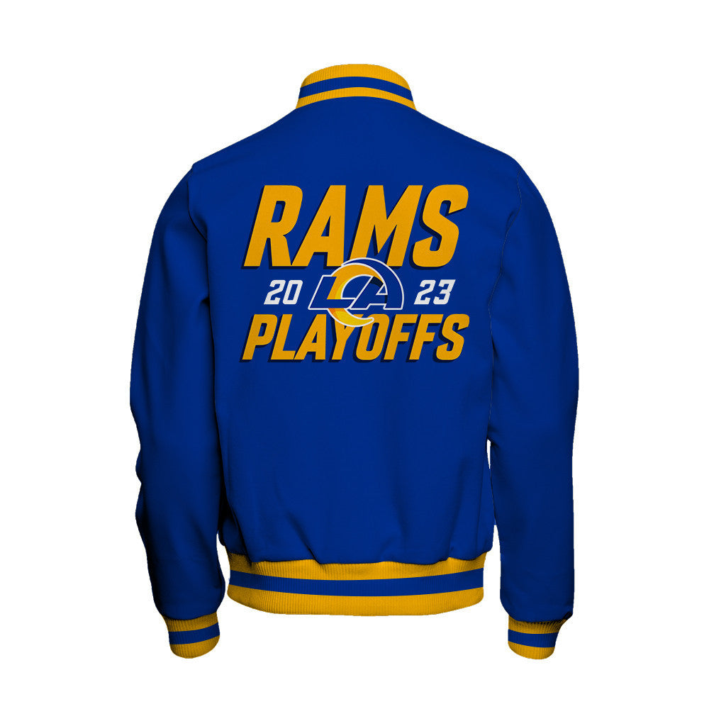 Los Angeles Rams 2023 NFL Playoffs Iconic Baseball Jacket - Royal - All-Over-Printed Jacket