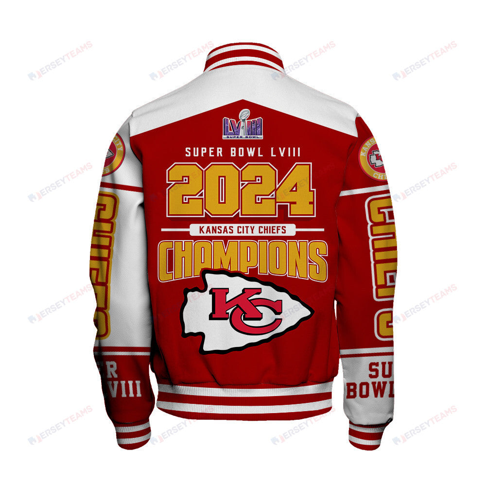 Kansas City Chiefs Super Bowl LVIII Champions Baseball Jacket - Red - All-Over-Printed Jacket