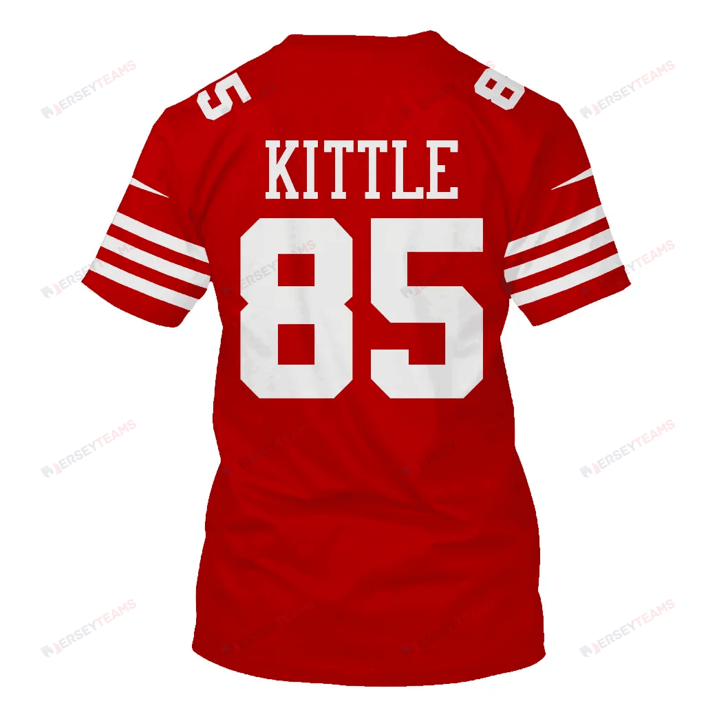 George Kittle 85 San Francisco 49ers Home All Over Print T-shirt - Scarlet