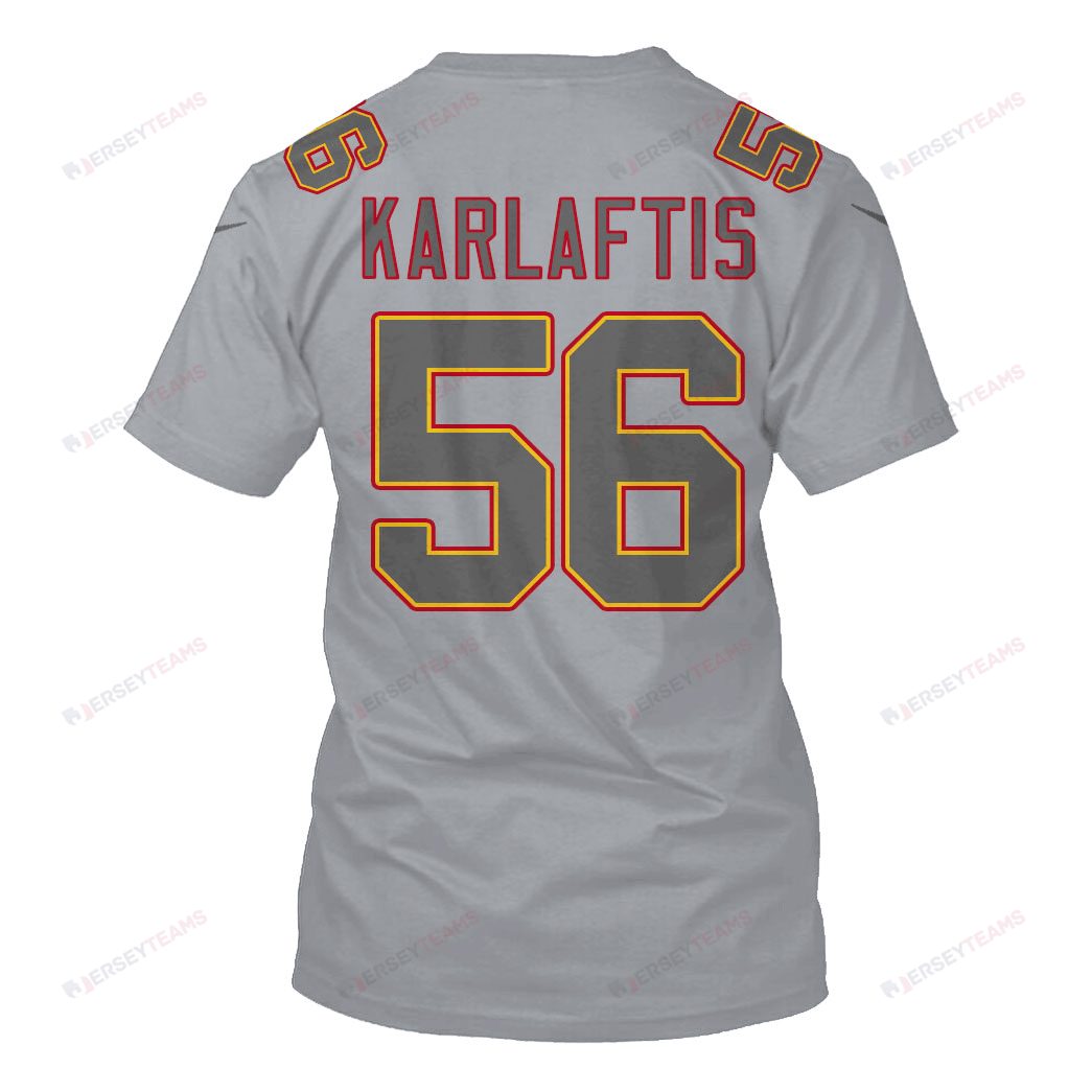 George Karlaftis 56 Kansas City Chiefs Super Bowl LVIII All Over Print T-shirt - Gray
