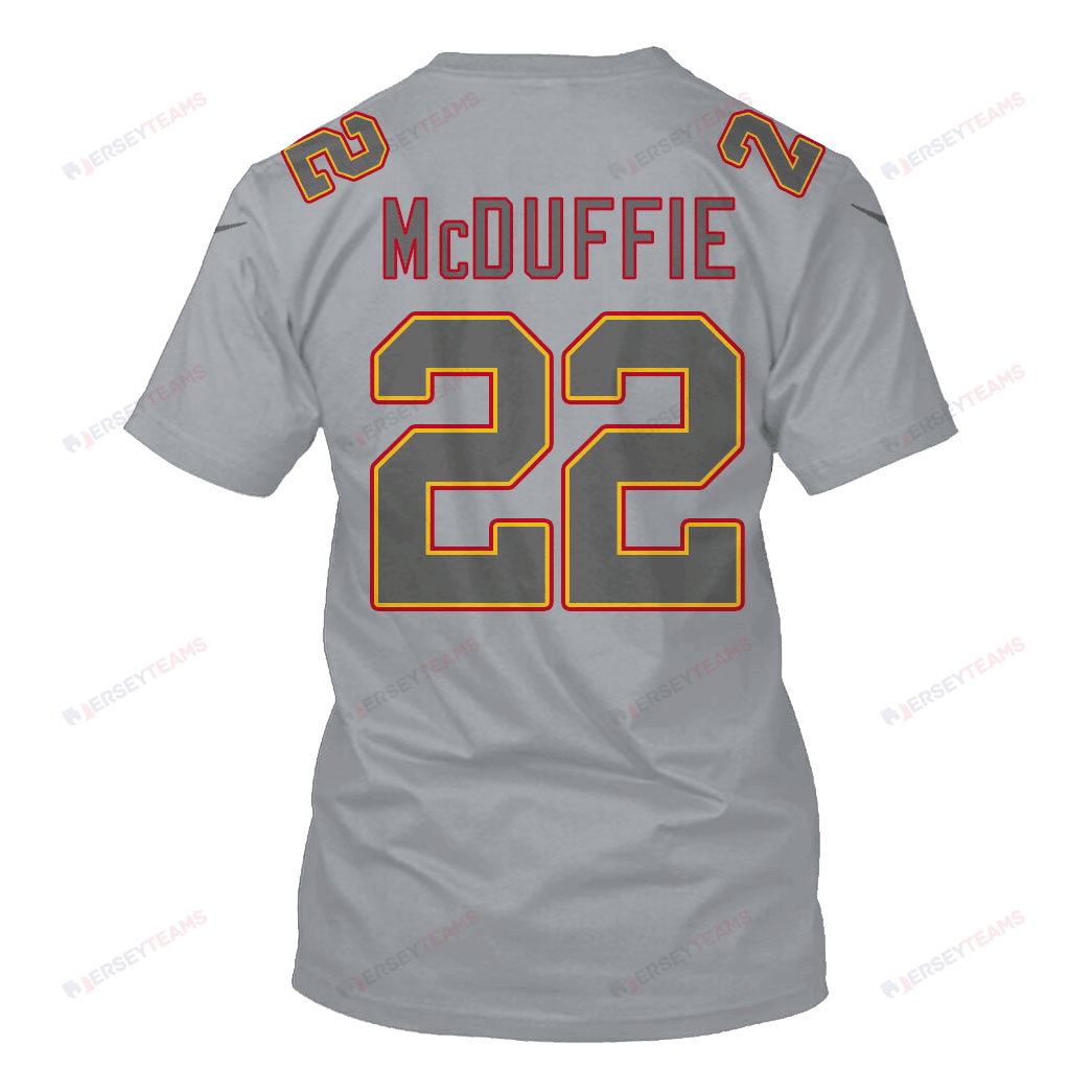 Trent McDuffie 22 Kansas City Chiefs Super Bowl LVIII All Over Print T-shirt - Gray