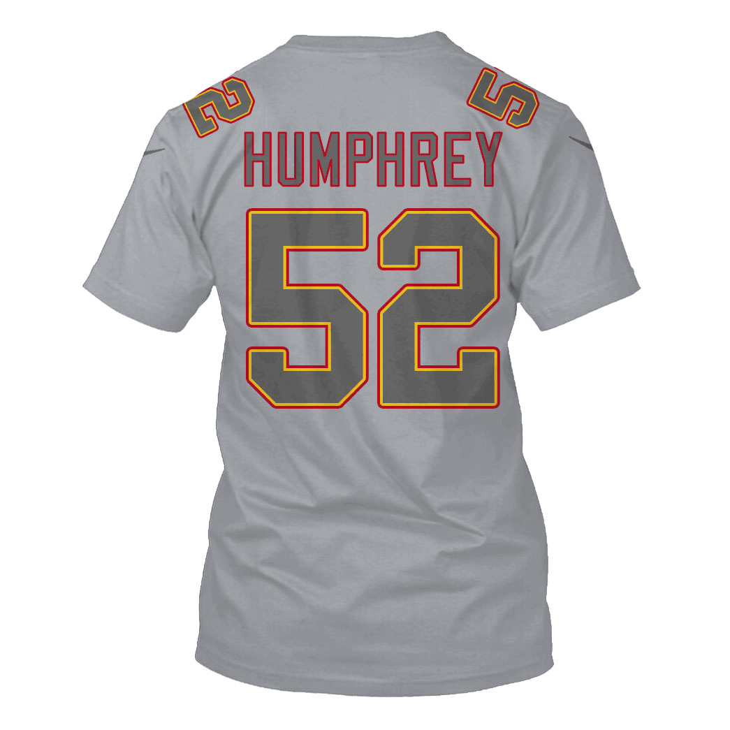 Creed Humphrey 52 Kansas City Chiefs Super Bowl LVIII All Over Print T-shirt - Gray