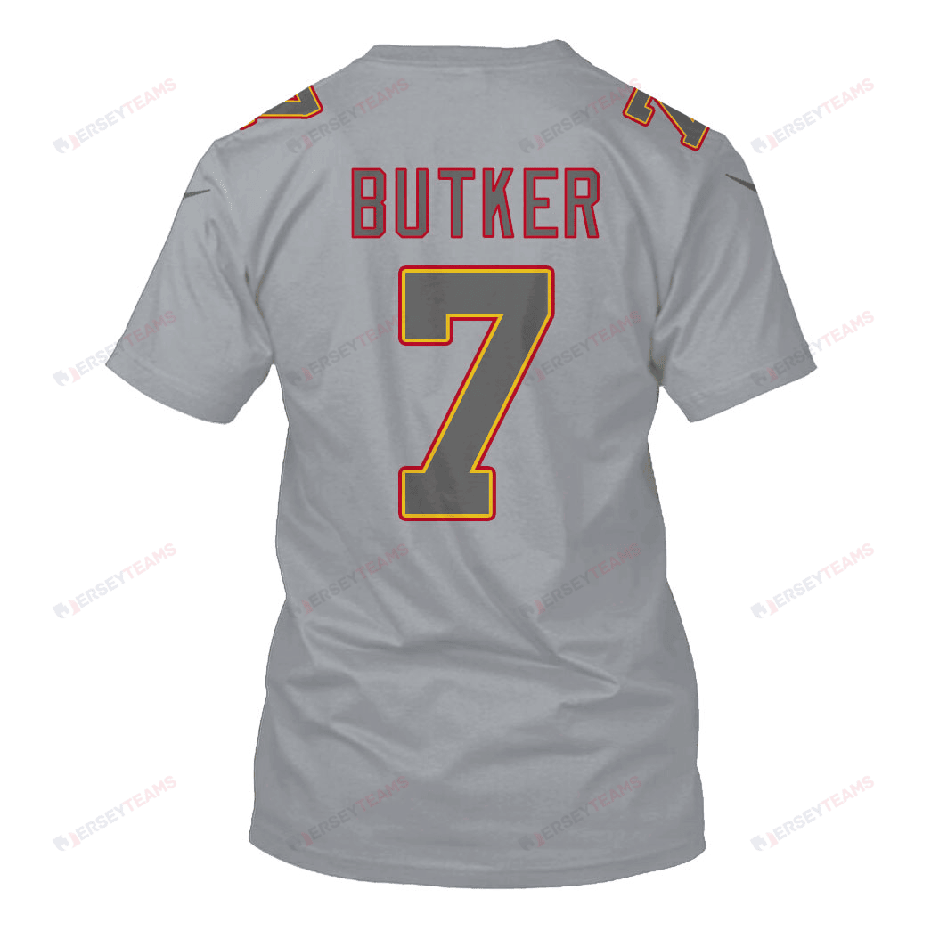 Harrison Butker 7 Kansas City Chiefs Super Bowl LVIII All Over Print T-shirt - Gray