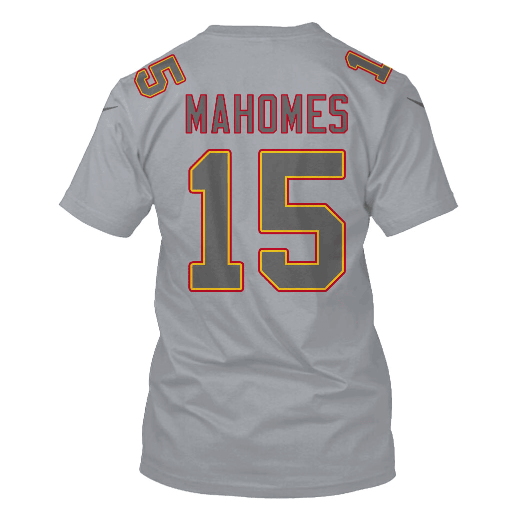Patrick Mahomes 15 Kansas City Chiefs Super Bowl LVIII All Over Print T-shirt - Gray
