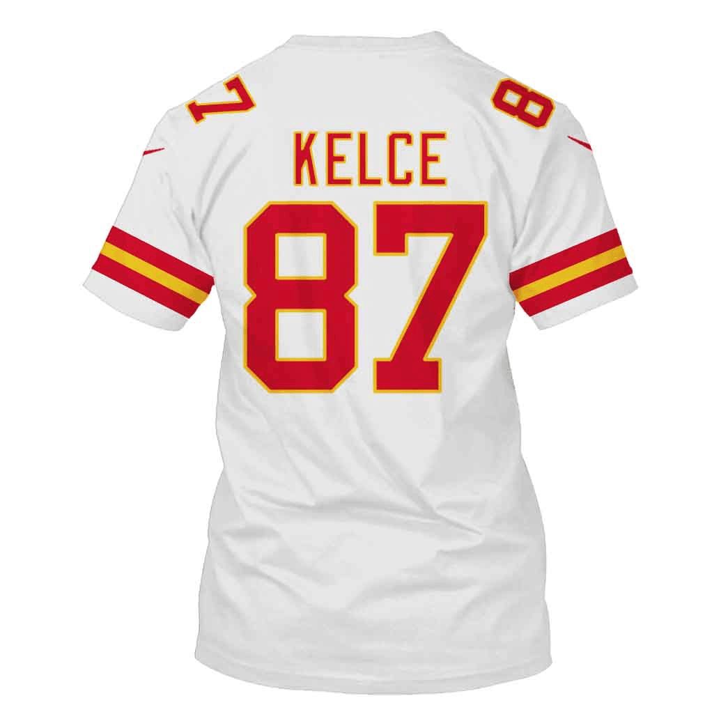 Travis Kelce 87 Kansas City Chiefs Super Bowl LVIII All Over Print T-shirt - White