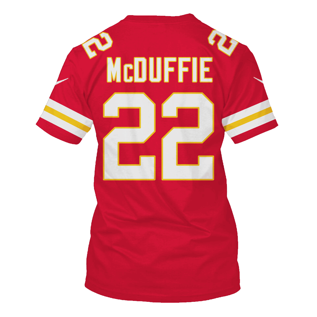 Trent McDuffie 22 Kansas City Chiefs Super Bowl LVIII All Over Print T-shirt - Red