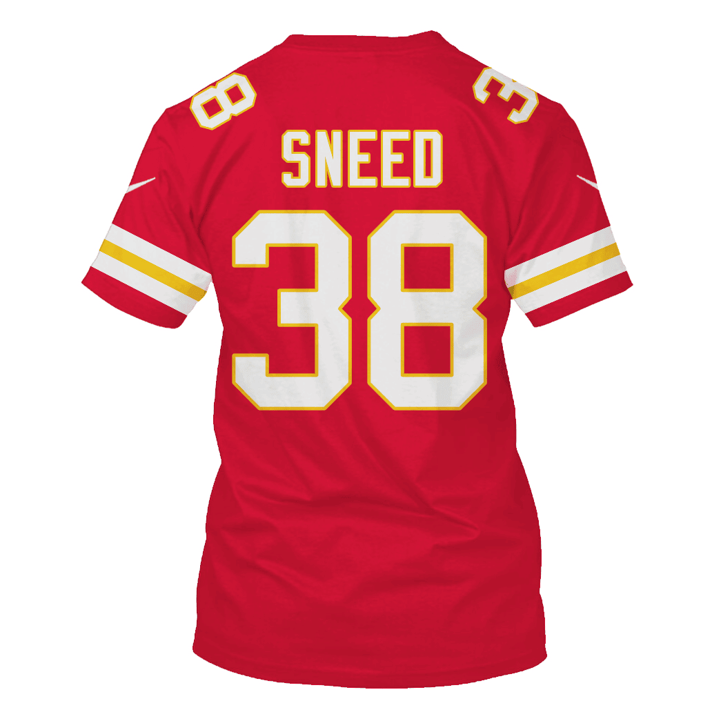 L'Jarius Sneed 38 Kansas City Chiefs Super Bowl LVIII All Over Print T-shirt - Red