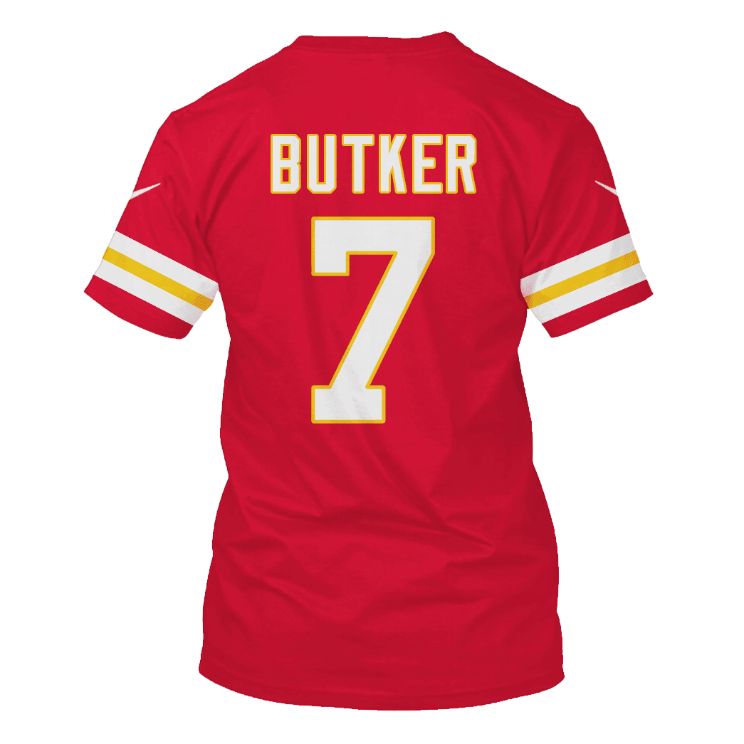 Harrison Butker 7 Kansas City Chiefs Super Bowl LVIII All Over Print T-shirt - Red