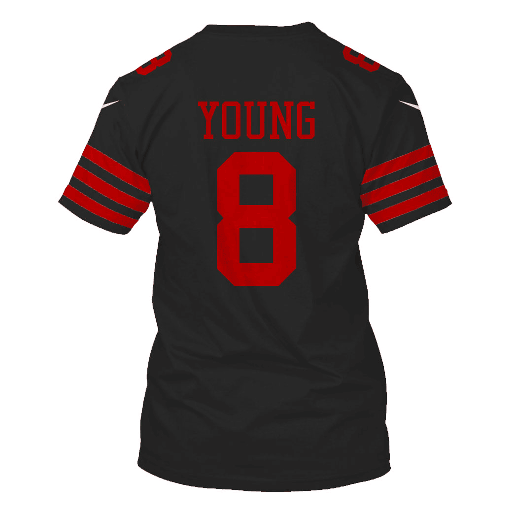 Steve Young 8 San Francisco 49ers Super Bowl LVIII All Over Print T-shirt - Black